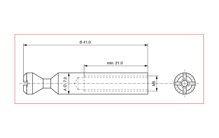 FF Doppeldübel / Mittelwandverbinder, ø7x 41 mm,  M5 Gewinde, Stahl verzinkt 